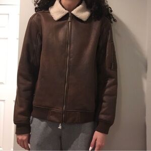 Brown Shearling Collar Jacket